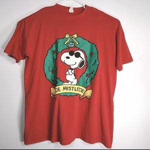 VTG Snoopy 1958-1971 Shirt "Joe Mistletoe" Red